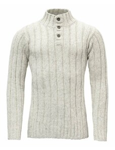 Zapinany sweter z norweskiej wełny Devold Nansen Rib Knit Grey