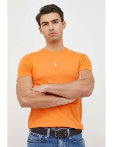 Polo Ralph Lauren t-shirt bawełniany kolor pomarańczowy gładki