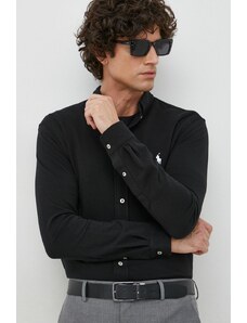 Polo Ralph Lauren koszula bawełniana męska kolor czarny regular z kołnierzykiem button-down