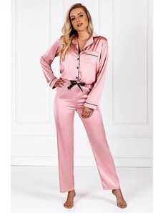 Momenti per Me Luksusowa satynowa damska piżama Classic look rożowa