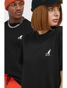 Kangol t-shirt bawełniany kolor czarny z nadrukiem