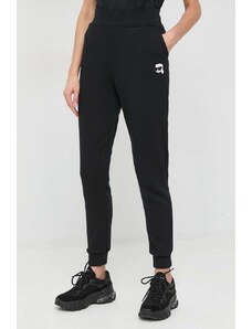 Karl Lagerfeld spodnie dresowe damskie kolor czarny z aplikacją