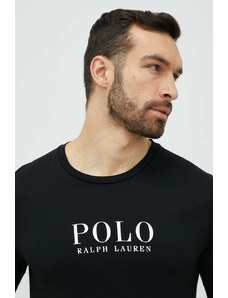 Polo Ralph Lauren longsleeve piżamowy bawełniany kolor czarny z nadrukiem