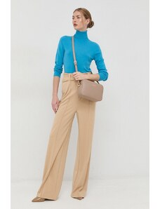 Guess spodnie damskie kolor beżowy szerokie high waist