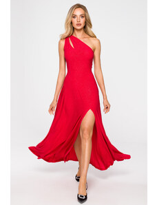 MOE Elegancka sukienka z rozcięciem – czerwona - Rozmiar: S