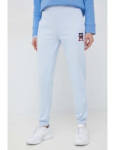 Tommy Hilfiger spodnie dresowe damskie kolor niebieski z aplikacją