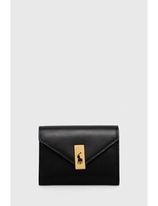 Polo Ralph Lauren portfel skórzany damski kolor czarny