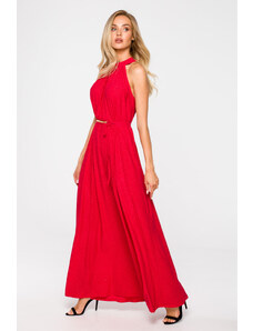 MOE Sukienka z dekoltem halter- czerwona - Rozmiar: Uniwersalny