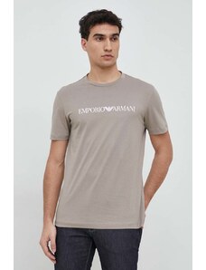 Emporio Armani t-shirt bawełniany kolor beżowy z nadrukiem 8N1TN5 1JPZZ