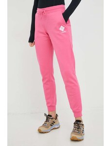 Columbia spodnie dresowe damskie kolor różowy gładkie