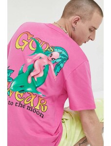 GCDS t-shirt bawełniany kolor różowy wzorzysty