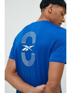 Reebok t-shirt do biegania kolor niebieski z nadrukiem