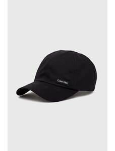 Calvin Klein czapka z daszkiem bawełniana kolor czarny gładka