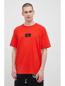 Calvin Klein Underwear t-shirt piżamowy bawełniany kolor czerwony wzorzysta