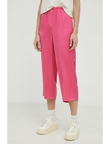 American Vintage spodnie damskie kolor różowy proste high waist