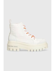 Calvin Klein Jeans workery TOOTHY COMBAT BOOT SOFTNY damskie kolor biały na platformie YW0YW00948