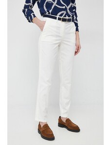 Tommy Hilfiger spodnie damskie kolor biały proste medium waist
