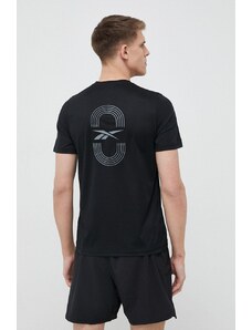 Reebok t-shirt do biegania kolor czarny z nadrukiem