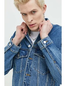 Abercrombie & Fitch kurtka jeansowa męska kolor niebieski przejściowa oversize