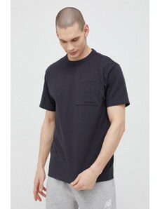New Balance t-shirt bawełniany kolor czarny gładki MT23567PHM-PHM