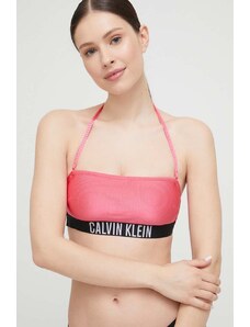 Calvin Klein biustonosz kąpielowy kolor fioletowy lekko usztywniona miseczka