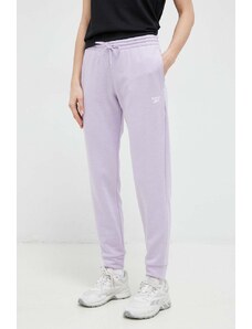 Reebok spodnie dresowe kolor fioletowy gładkie