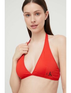 Calvin Klein biustonosz kąpielowy kolor czerwony lekko usztywniona miseczka
