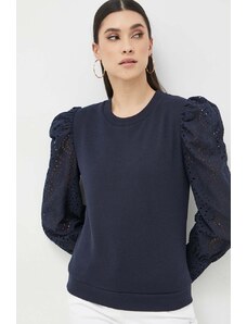 Morgan bluza damska kolor granatowy gładka