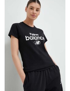 New Balance t-shirt bawełniany kolor czarny WT31507BK-7BK