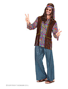Carnival Party 4-częściowy kostium "Psychodelic hippie" w kolorze brązowym ze wzorem