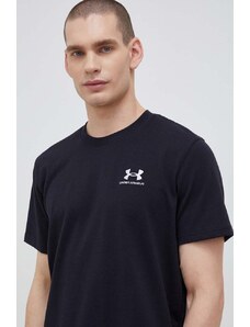 Under Armour t-shirt treningowy Logo Embroidered kolor czarny gładki 1373997