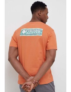 Columbia t-shirt bawełniany kolor pomarańczowy z nadrukiem 1834041.SS23-849