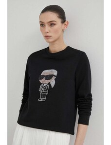 Karl Lagerfeld bluza bawełniana damska kolor czarny z aplikacją