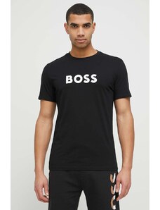 BOSS t-shirt plażowy kolor czarny wzorzysty 50491706