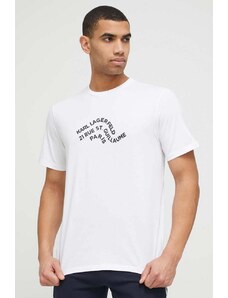 Karl Lagerfeld t-shirt bawełniany kolor biały wzorzysty