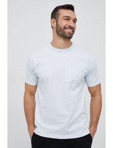 New Balance t-shirt bawełniany kolor niebieski gładki MT23567IB-7IB
