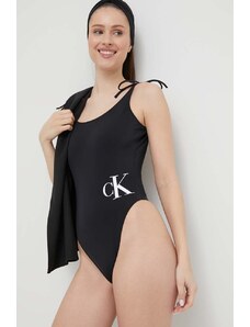 Calvin Klein jednoczęściowy strój kąpielowy kolor czarny miękka miseczka