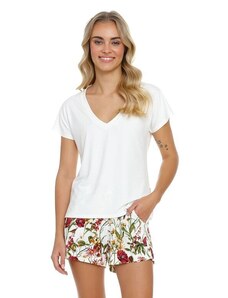 DN Nightwear Piżama damska Naturalia biała z kwiatami