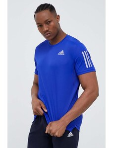 adidas Performance t-shirt do biegania Own the Run kolor niebieski z nadrukiem