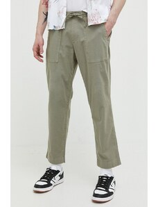 Abercrombie & Fitch spodnie z domieszką lnu kolor zielony proste