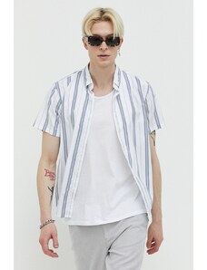 Abercrombie & Fitch koszula męska kolor biały regular z kołnierzykiem button-down