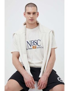 New Balance t-shirt bawełniany kolor beżowy z nadrukiem
