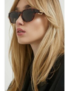 Moschino okulary przeciwsłoneczne damskie kolor brązowy