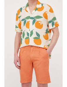 Pepe Jeans szorty z domieszką lnu Arkin kolor pomarańczowy