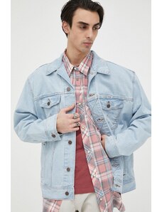 Wrangler kurtka jeansowa męska kolor niebieski przejściowa oversize