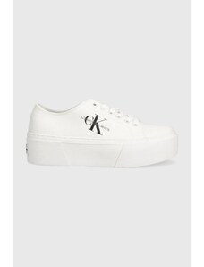 Calvin Klein Jeans tenisówki FLATFORM+ CUPSOLE LOW TXT damskie kolor biały YW0YW01033