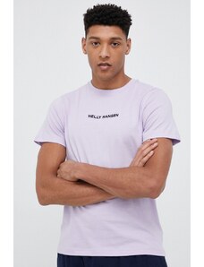 Helly Hansen t-shirt bawełniany kolor fioletowy wzorzysty 53936-697
