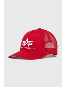 Alpha Industries czapka bawełniana kolor czerwony z nadrukiem 186902.328-SpeedRed