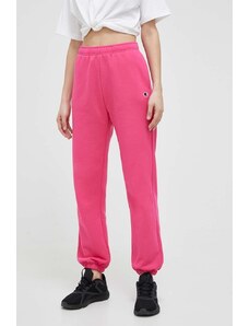 Champion spodnie dresowe kolor różowy gładkie