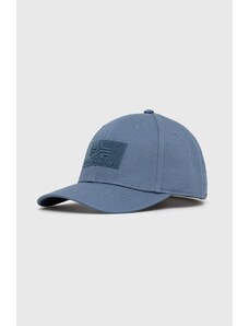 Alpha Industries czapka bawełniana kolor niebieski z aplikacją